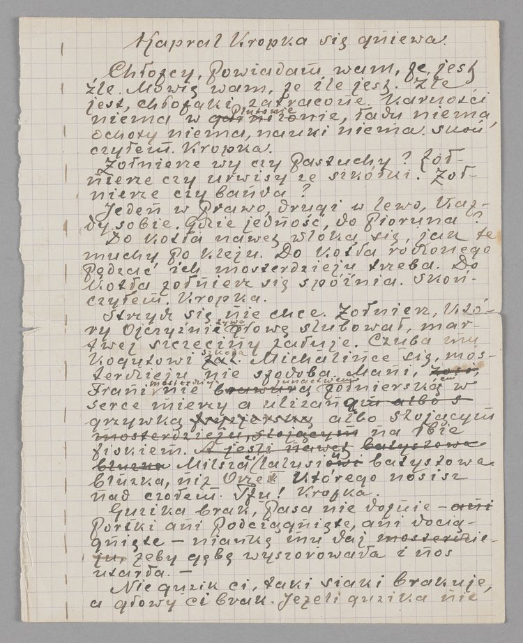 Rękopis opowiadania Kapral Kropka się gniewa