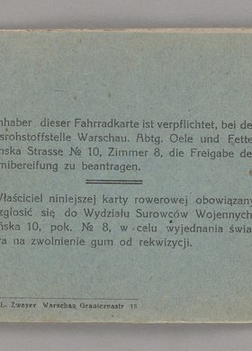 Radfahrkarte/Karta cyklistyczna Leona Buszkowskiego