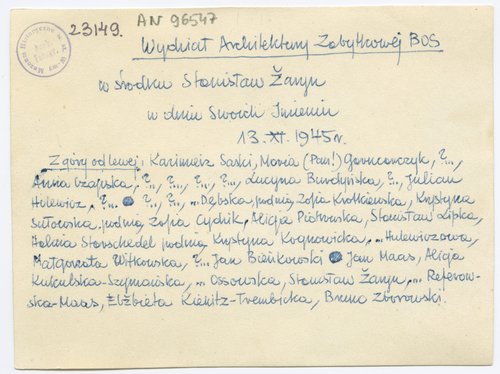 Stanisław Żaryn w otoczeniu współpracowników z Wydziału Architektury Zabytkowej Biura Odbudowy Stolicy