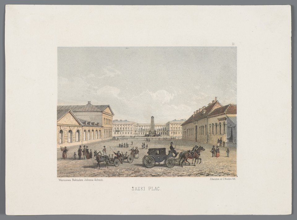 Plac Saski, W. Gerson, A. Lerue, L.J. Jacottet, Ch. Riviere, litografia, 1852
