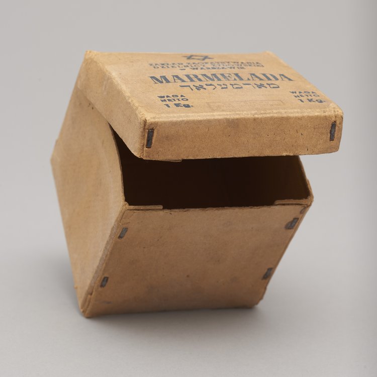 Pudełko po marmeladzie Zakładu Zaopatrywania Dzielnicy Żydowskiej