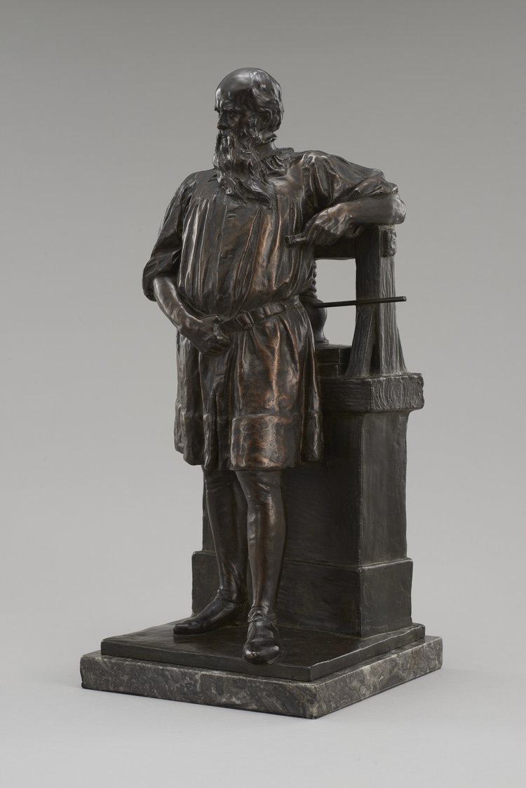 Figura Jana Gutenberga przy prasie drukarskiej