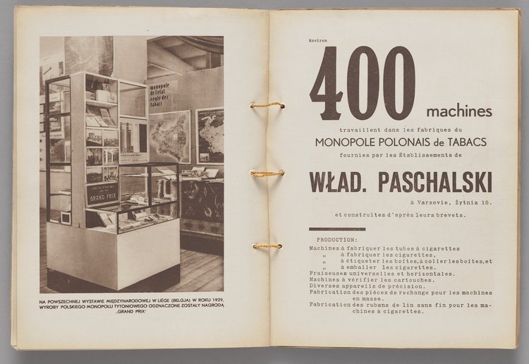 Katalog p.t. 'Co palić w roku 1931. Ilustrowany Katalog Polskiego Monopolu Tytoniowego' wraz z ulotką reklamową papieru papierosowego 'AIDA'