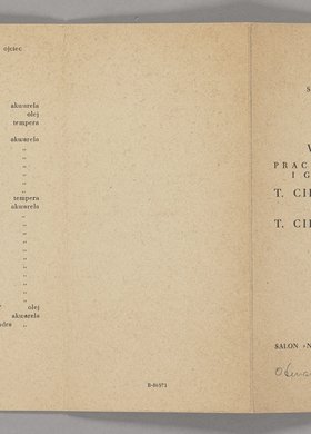 Zaproszenie na wystawę prac malarskich i graficznych Tadeusza Cieślewskiego ojca i Tadeusza Cieślewskiego syna organizowaną w Salonie "Nike" w Warszawie