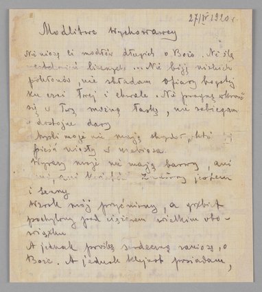 Rękopis utworu literackiego Modlitwa wychowawcy