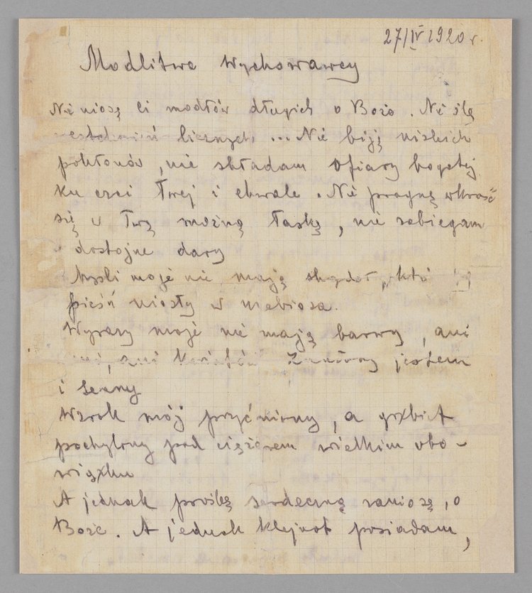 Rękopis utworu literackiego Modlitwa wychowawcy