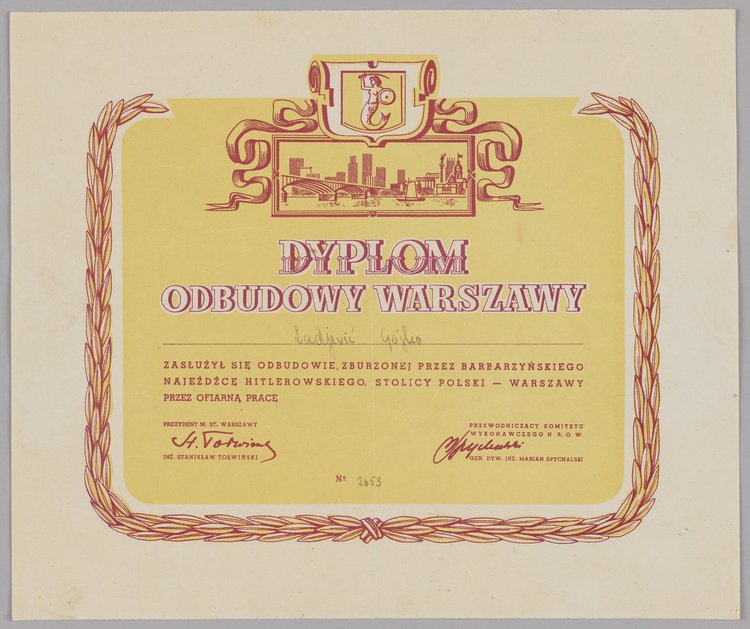 Dyplom nadany Gajko Ladjevicowi
