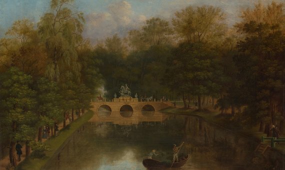 Widok na pomnik Jana III Sobieskiego w Łazienkach