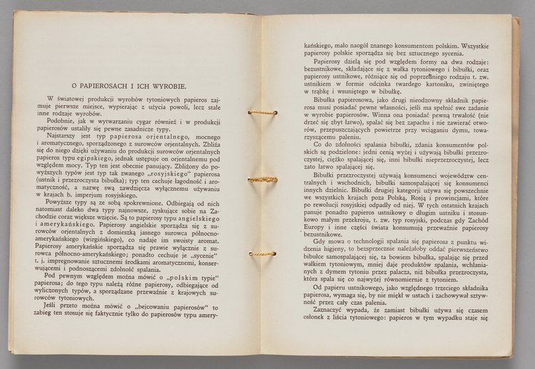 Katalog p.t. 'Co palić w roku 1931. Ilustrowany Katalog Polskiego Monopolu Tytoniowego' wraz z ulotką reklamową papieru papierosowego 'AIDA'