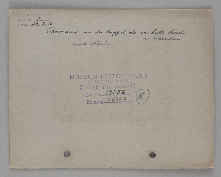 Panorama Warszawy, widok z kopuły kościoła ewangelicko-augsburskiego w kierunku północnym