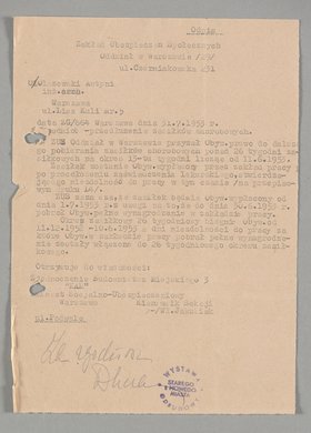 Odpis pisma wysłanego do Antoniego Olszewskiego