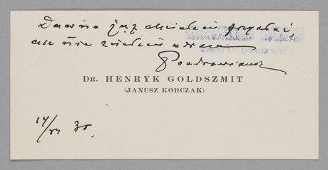 Bilet wizytowy Janusza Korczaka (Henryka Goldszmita)