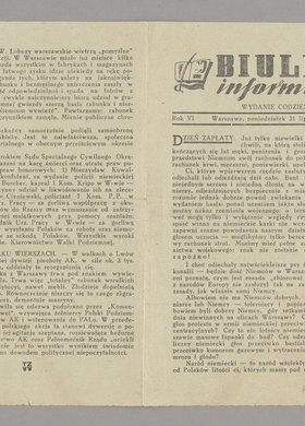 Gazeta Biuletyn Informacyjny. Wydanie codzienne, R. VI, Nr 33 (240) z 31 lipca 1944 r.