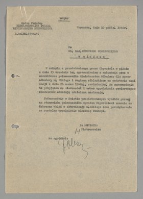 Odpis pisma wysłanego do Antoniego Olszewskiego