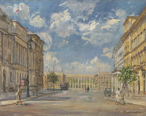 Widok na pałac Saski od strony Krakowskiego Przedmieścia
