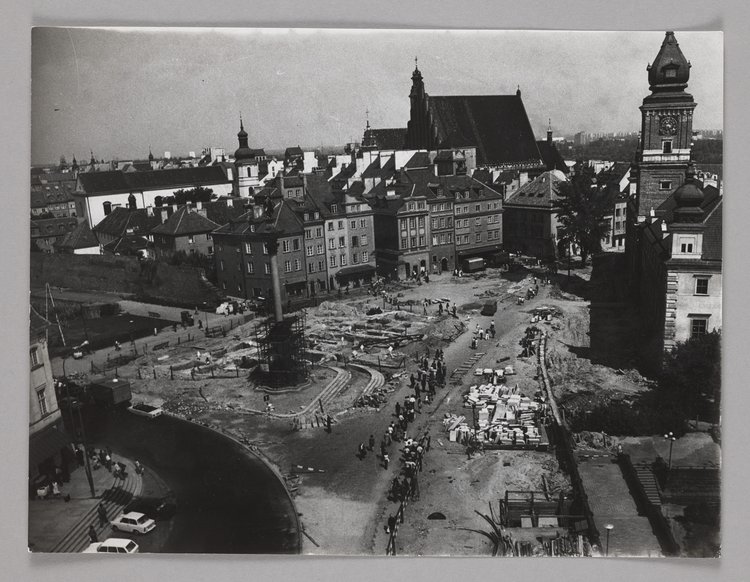 Archaeological works in renovated Castle Square, view from the tower of St. Anne's Church