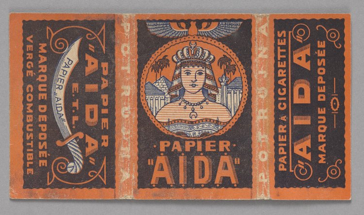 Katalog p.t. 'Co palić w roku 1931. Ilustrowany Katalog Polskiego Monopolu Tytoniowego' wraz z ulotką reklamową papieru papierosowego 'AIDA'