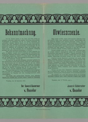 Bekanntmachung / Obwieszczenie o rozwiązaniu Centralnego Komitetu Obywatelskiego