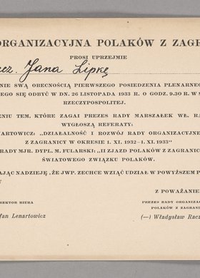 Zaproszenie na posiedzenie plenarne V. Zjazdu Rady Organizacyjnej Polaków z Zagranicy