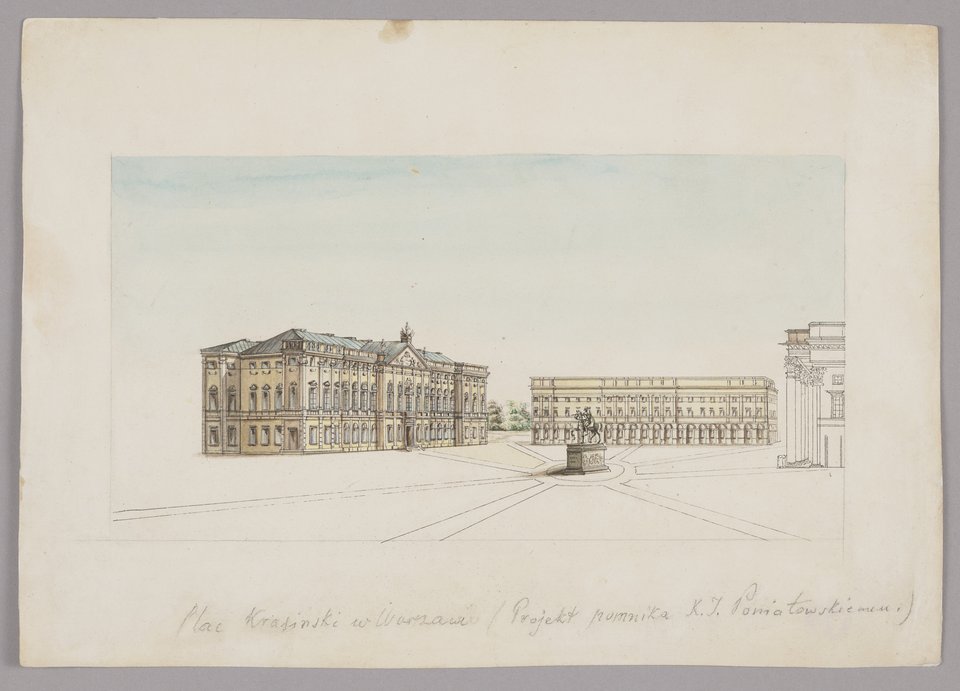 Projekt lokalizacji pomnika ks. Józefa Poniatowskiego na placu Krasińskich, autor nieznany, ok. 1817