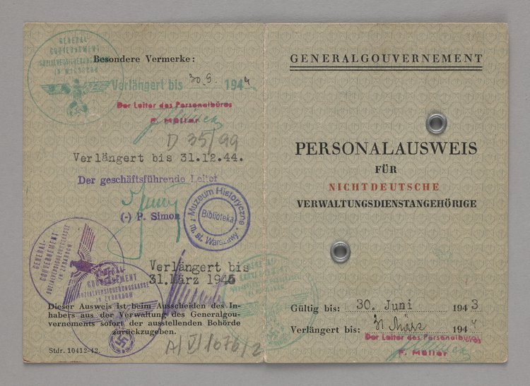 Personalausweis für Nichtdeutsche/Dowód tożsamości dla nie Niemców lekarza Jerzego Higiera