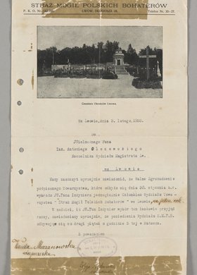 Pismo skierowane do Antoniego Olszewskiego