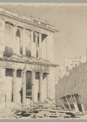 Ruiny kamienicy na rogu ulicy Bielańskiej i Senatorskiej