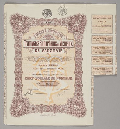 Akcja Société Anonyme des Tramways Suburbains et Vicinaux de Varsovie