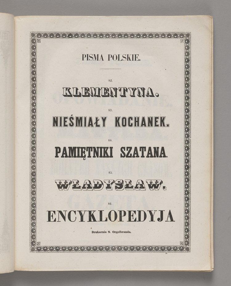 Wzory pism i ozdób drukarni S. Orgelbranda w Warszawie