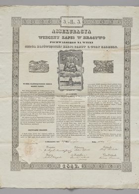 Akt przyjęcia Barbary z Tomickich Mostowskiej w poczet Archikonfraterni Zgromadzenia Miłosierdzia