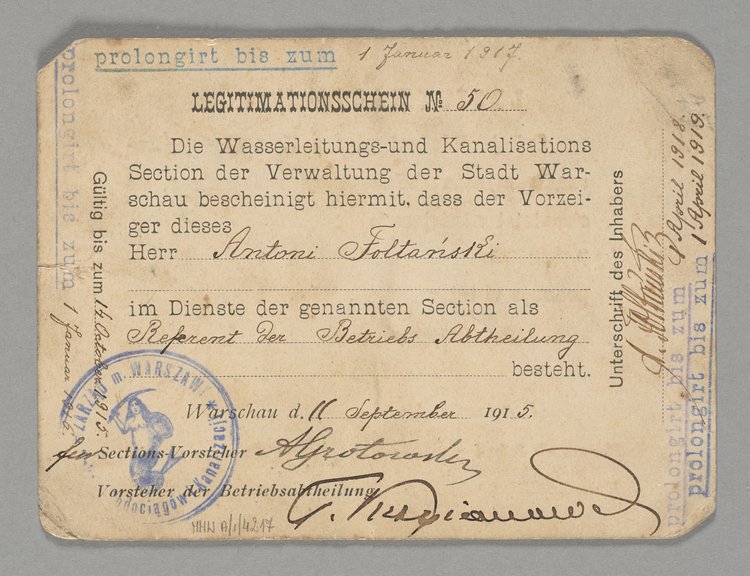 Legitymacja służbowa Antoniego Foltańskiego