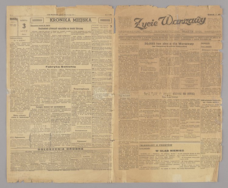 Gazeta Życie Warszawy, Nr 34 (103) z 3 lutego 1945 r.
