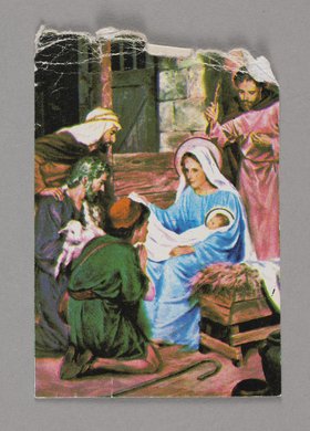 Obrazek religijny p.t. "Pokłon pasterzy Matce Boskiej i Jezusowi"