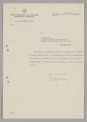 Pismo skierowane do Antoniego Olszewskiego z informacją o udzieleniu mu urlopu bezpłatnego