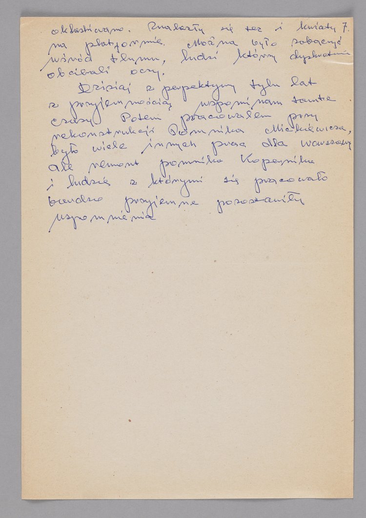 Relacja Jerzego Chojnackiego z prac naprawczych jakie prowadził przy pomniku Mikołaja Kopernika w Warszawie