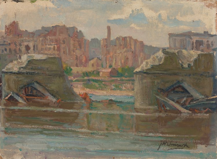 Widok zrujnowanej Warszawy od strony Pragi