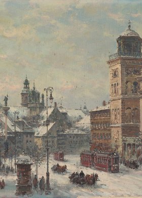 Widok kościoła św. Anny i placu Zamkowego od strony Krakowskiego Przedmieścia