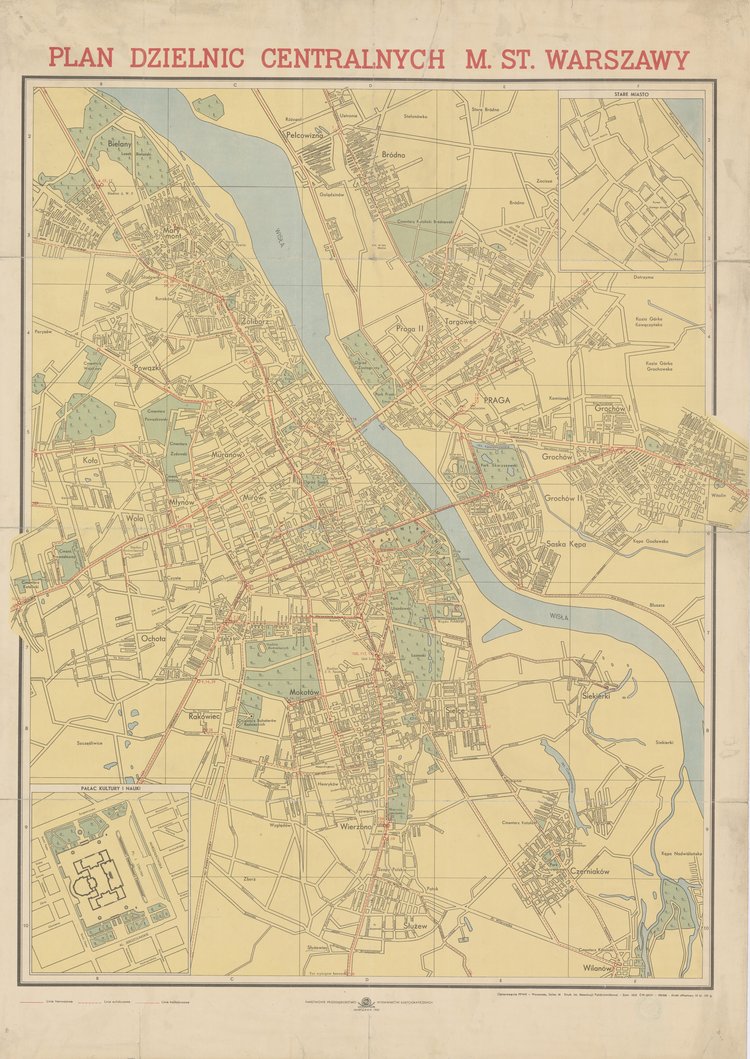 Plan dzielnic centralnych miasta stołecznego Warszawy, ok. 1:21 000