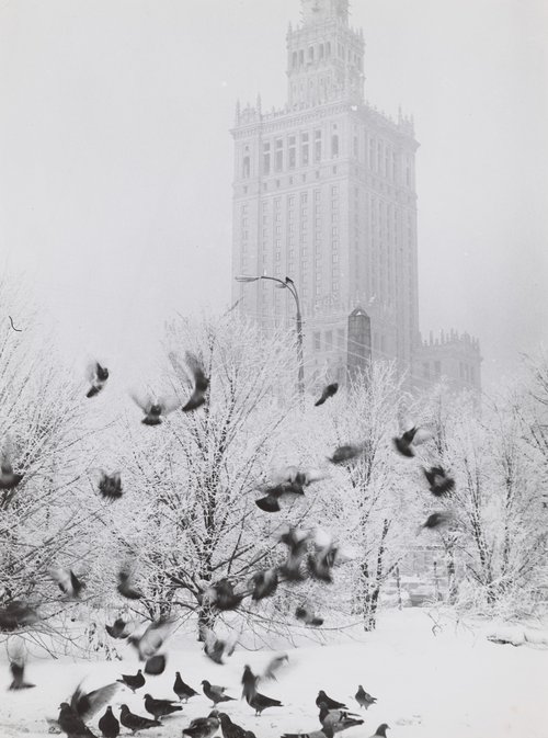 The Palace of Culture and Science in winter