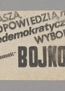 Ulotka wzywająca do bojkotu wyborów jako odpowiedzi na ich niedemokratyczność