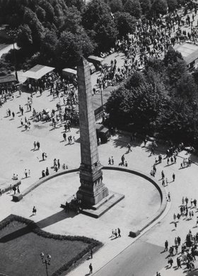 Aerial view of the Palace of Culture and Science surroundings