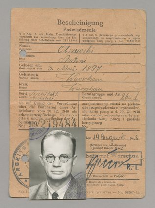 Bescheinigung/Poświadczenie architekta Antoniego Olszewskiego