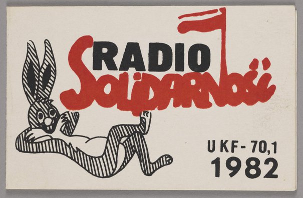 Pusty karnet satyryczny NSZZ 'Solidarność', który zachęcał do słuchania Radia 'Solidarność', 1982