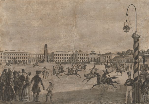Plac Saski (Popisy konnej jazdy muzułmańskiej na placu Saskim w Warszawie) Dietrich, Adolf Fryderyk oryginał 1843
