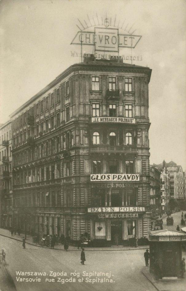 Kamienica na rogu ulicy Zgoda i Szpitalnej, między 1925 a 1930
