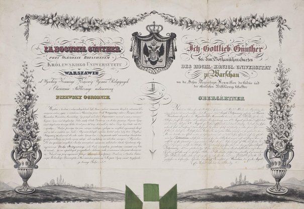 Bogumił Günter, Dyplom wystawiony Józefowi Artymowiczowi z Raszyna, 1 sierpnia 1833