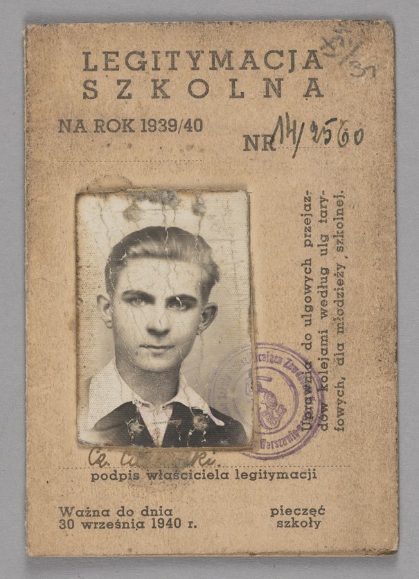 Publiczna Szkoła Dokształcająca Zawodowa Nr 25, Legitymacja szkolna Czesława Ciecierskiego, między 1939 a 1940