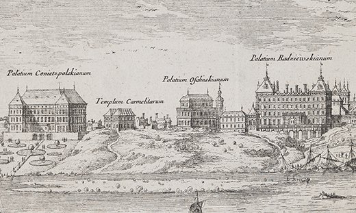 Erik J. Dahlbergh wg Nicolasa Perelle, Pałac Królewski przy Krakowskim Przedmieściu. Fragment widoku Warszawy z 1656 roku, 1696