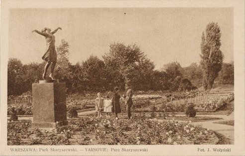 Jan Wołyński,  Rosarium i rzeźba Tancerki w Park Skaryszewskim im. Ignacego Paderewskiego,  ok. 1928