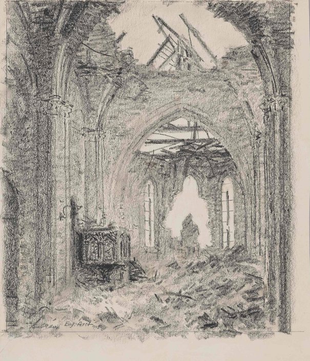 Eugeniusz Arct, Kościół Nawiedzenia Najświętszej Marii Panny w ruinie, 1945